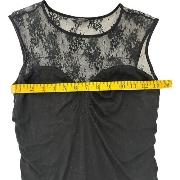 Guess Los Angeles Witchy Black Lace Ruched Bodycon Dress (L) - Picture 13 of 16